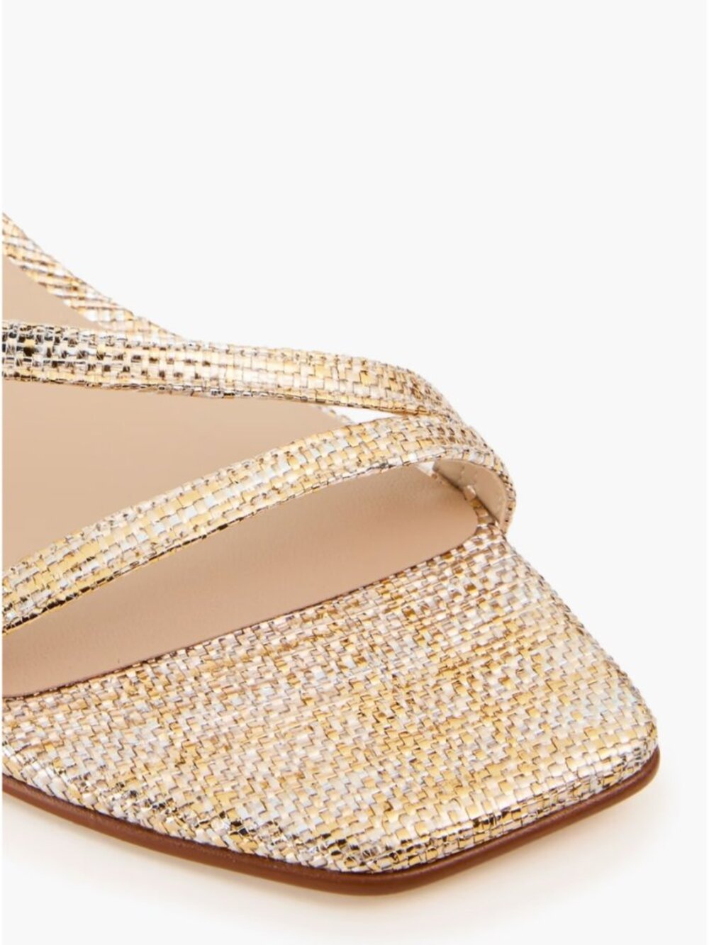 New Stuart Weitzman Oasis 50 Metallic Woven Wedge Slingback Sandal Sz 7 - Picture 2 of 14